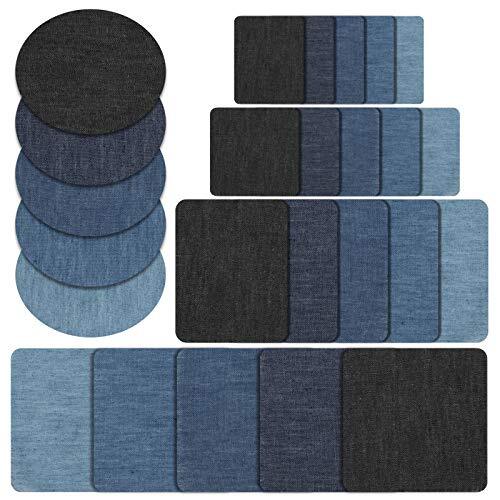 Naler 25pcs Ferro-on-Patch, Denim Fabric Iron on Patches per Jeans Kit di (e7E)