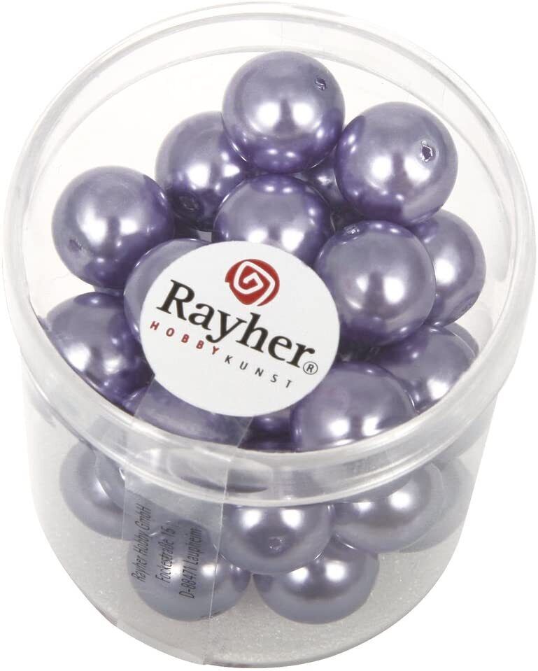 RAYHER - 35 PEZZI - PERLE CERATE IN VETRO RINASCIMENTO 10MM - COLORE LILLA