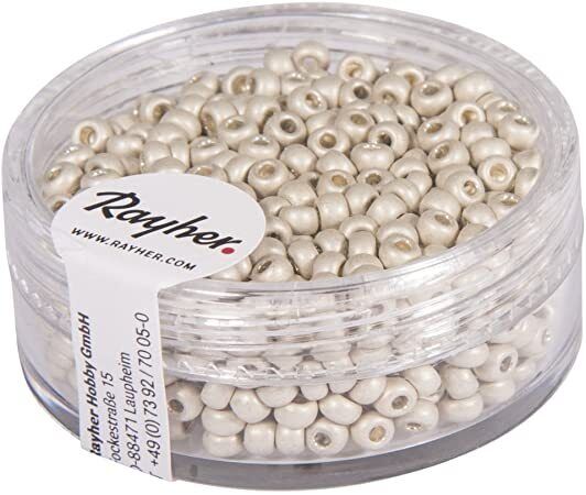 RAYHER - 17gr - ROCAILLE METALLIZZATA OPACA Ø2,6MM - COLORE BIANCO
