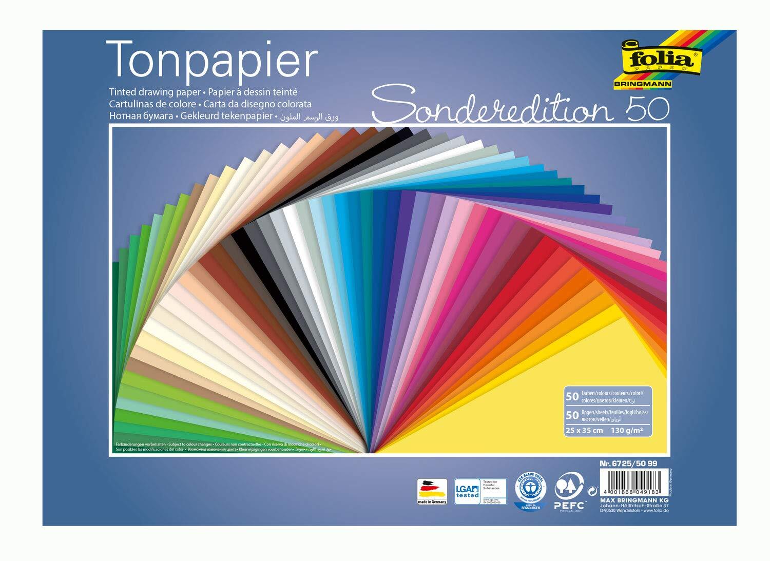 Folia - Coloured Paper Mix 50 Blatt 50 colours.
