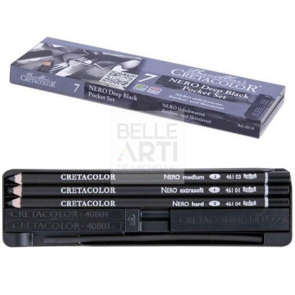 CONFEZIONE IN METALLO POCKET SET DA 7PZ - NERO DEEP BLACK PER ARTISTI
