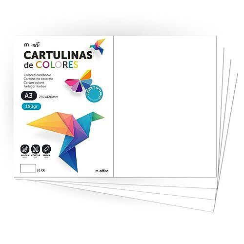 Cartulina de Colores, Cartulina A3, Folios Colores 180gr, Bloc cartulina (d6h)