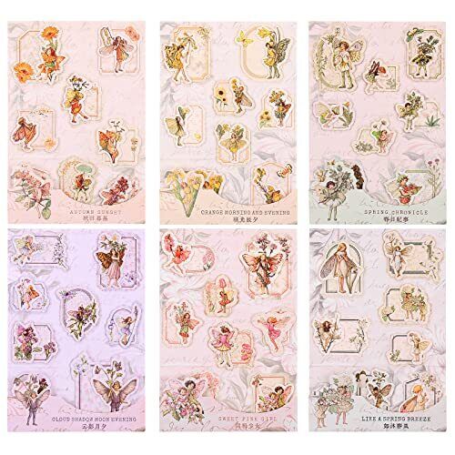 8 Packs (48 Pieces) Vintage 3D Paper Stickers, AVECMOI Adesivo Vintage (U6E)
