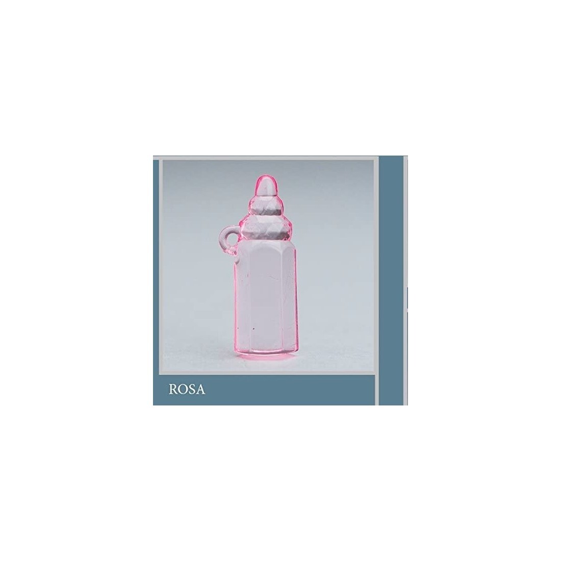 50 PZ DECORAZIONE BIBERON IN PLASTICA ROSA 1,5x3,5 CM | BOMBONIERA APPLICAZIONE