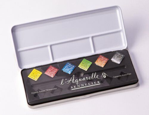Sennelier Watercolour Metal Tin of 6 Half Pans Intro Set (I7E)