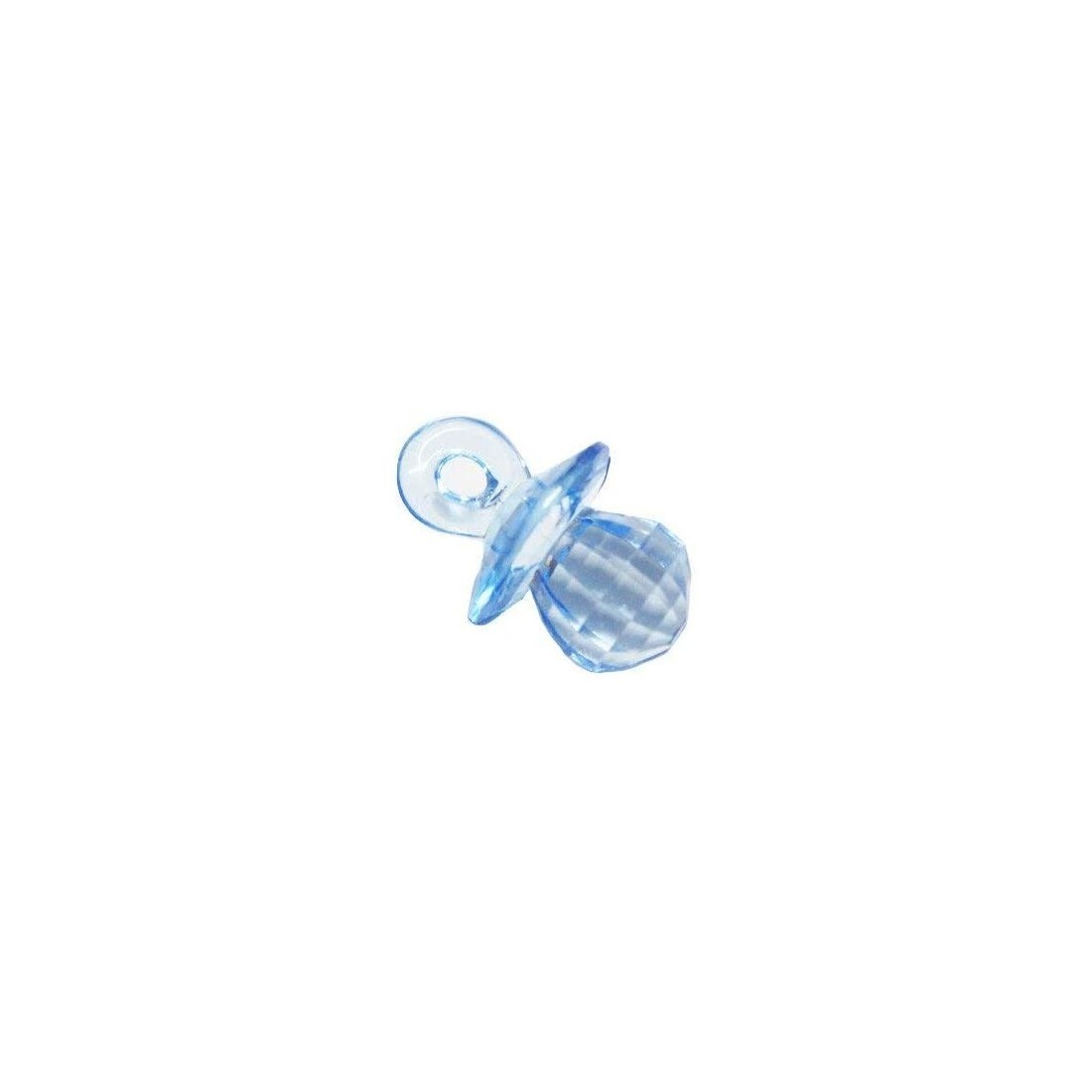 25 PZ DECORAZIONE CIUCCIOTTO IN PLASTICA CELESTE 2,5 CM | BOMBONIERA APPLICAZION