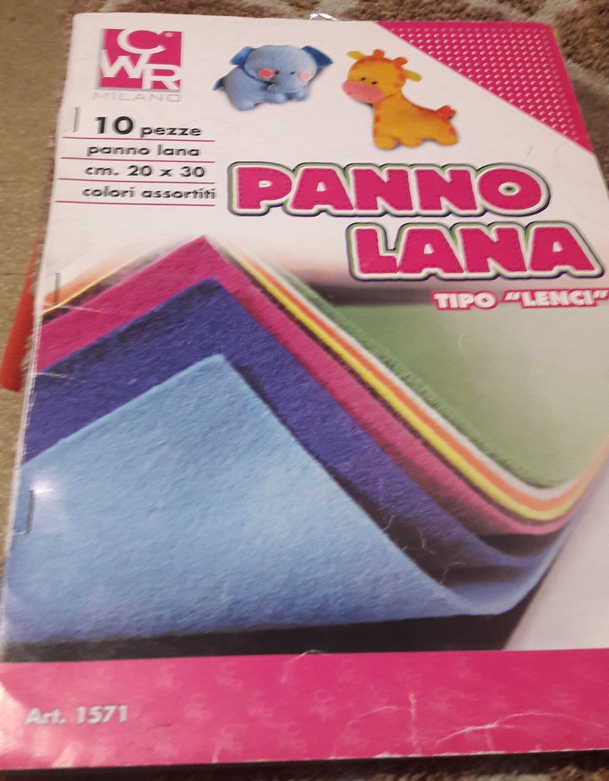 CWR PANNO LANA TIPO LENCI ALBUM 20cm x 30cm 10 PEZZE COLORI ASSORTITI 1572