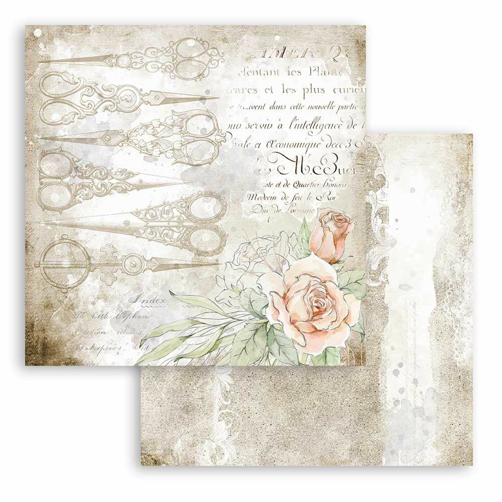 Carta Scrap Romantic Threads Forbici Stamperia cartoncino decorativo