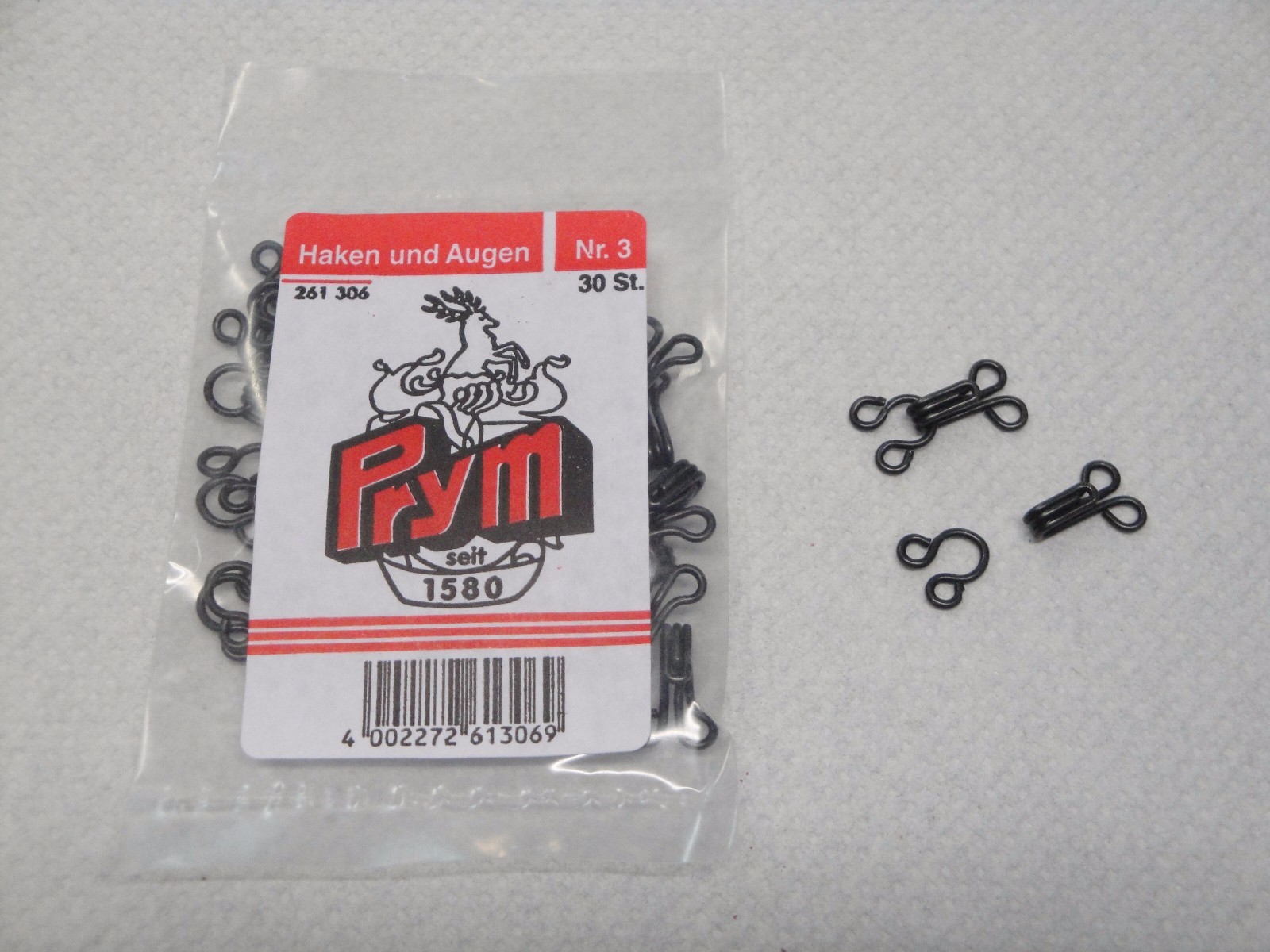 PRYM  261306 ganci ed occhielli n.3 per abbigliamento ( 30 ganci ) colore nero