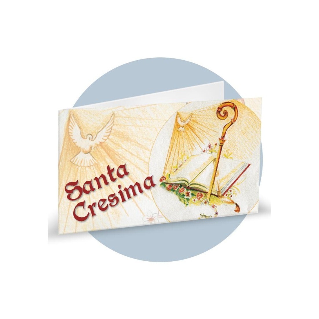 20 BIGLIETTINI BOMBONIERA IN CARTONCINO SANTA CRESIMA CON LIBRO E COLOMBA  FFA-B