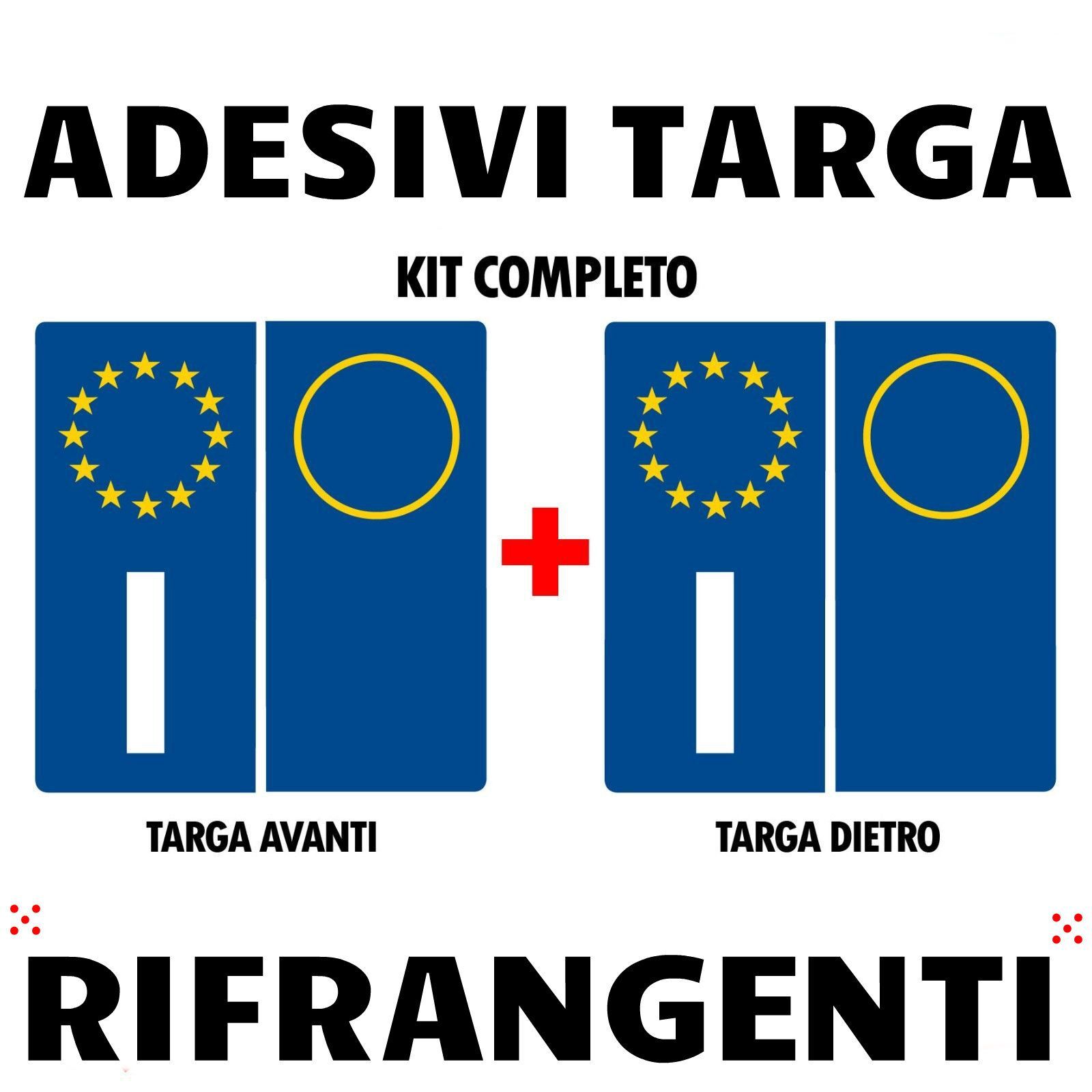 Adesivi per targa italiana kit da 4 pezzi rifrangenti ultra resistente