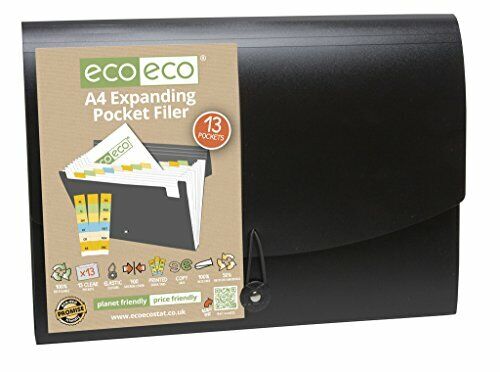 eco-eco A4 50% Riciclata 13 Taschino Colore Nero File Espansione (J2u)