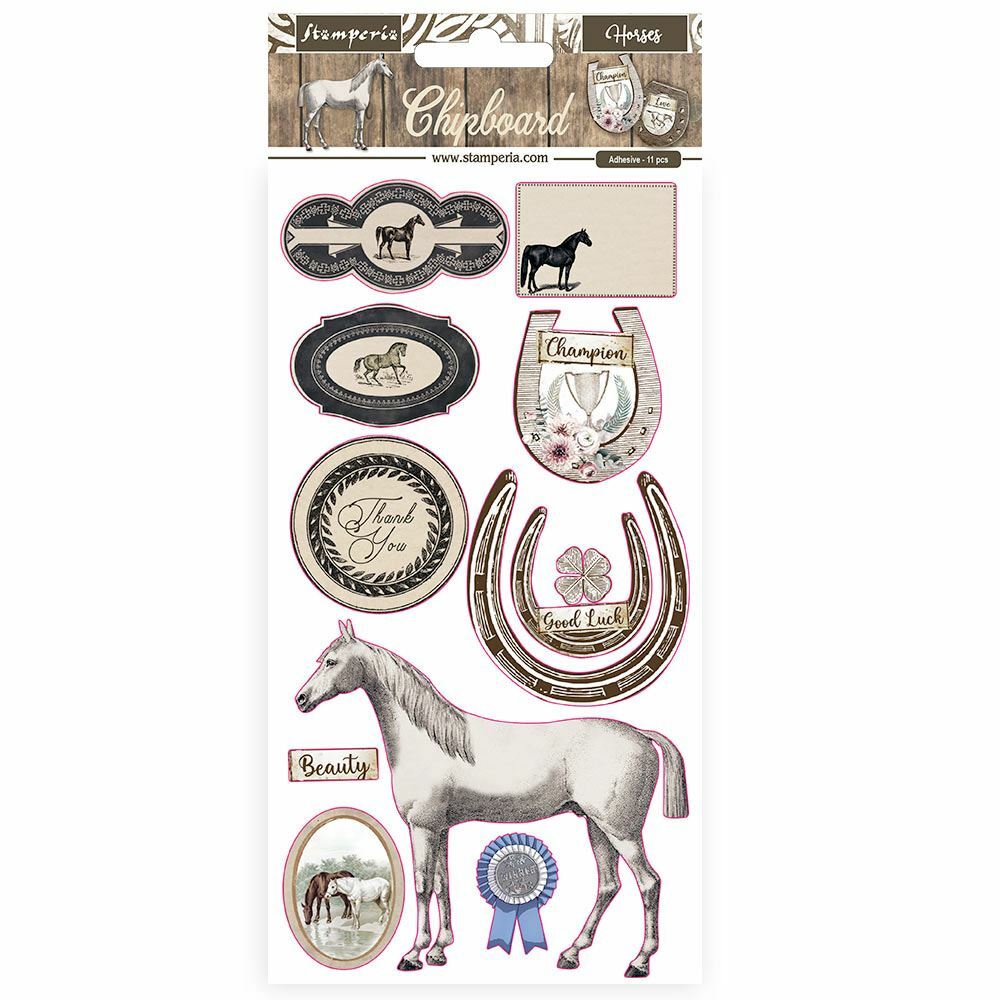 Chipboard Adesivo Romantic Horses