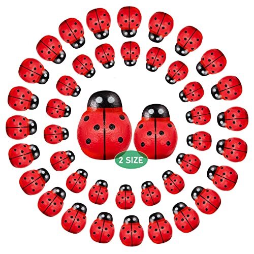 Lahviuu Coccinelle Adesive,200 Pezzi Mini Coccinella Legno Coccinelle (V5O)