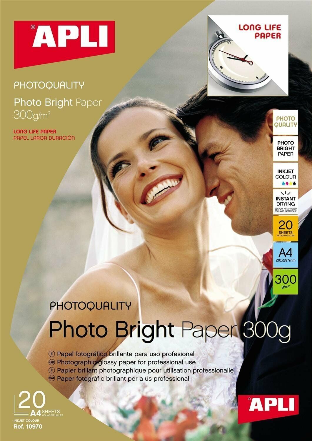 Apli 10970 : papier photo brillant Pro 300 g/m² A4 - Pochette de 20 (R9H)