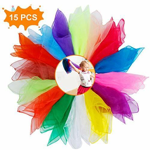 15 Pezzi Foulard Colorati, XCOZU Foulard per Bambini Foulard Giocoleria, (T5N)