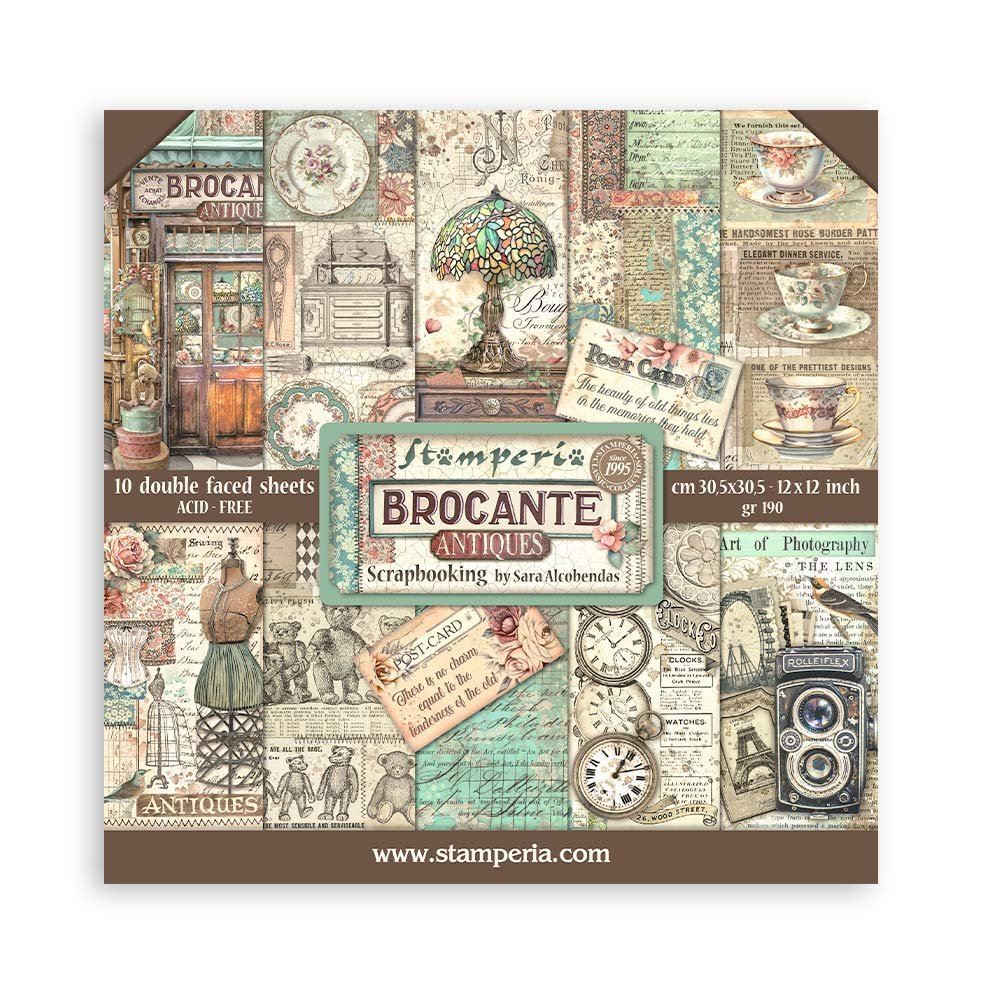 Blocco Di Carte Scrap Brocante Antiques Cm 30 X 30
