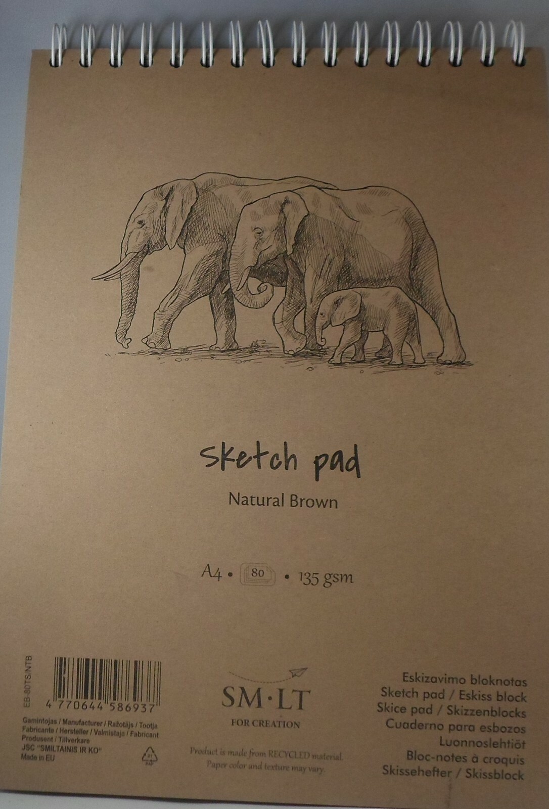 BLOCCO DA DISEGNO " SM.LT " EB-80TS/NTB,  F.TO A4 , CARTA KRAFT MARRONE