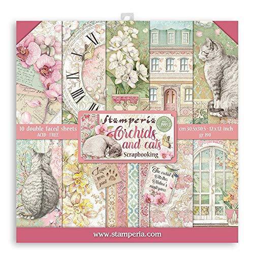 Stamperia Blocco 10 Fogli 30.5x30.5 (12"x12") -Double Face Orchids And (O7k)