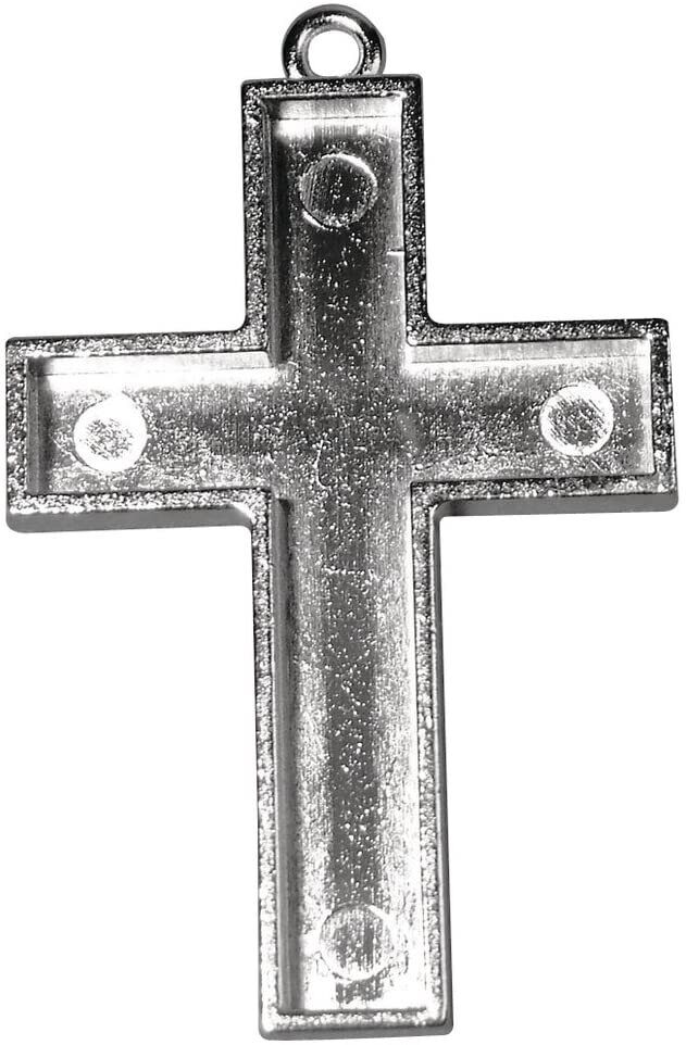 RAYHER - CIONDOLO IN METALLO CON BORDO - FORMA CROCE 38X28MM - COLORE ARGENTO