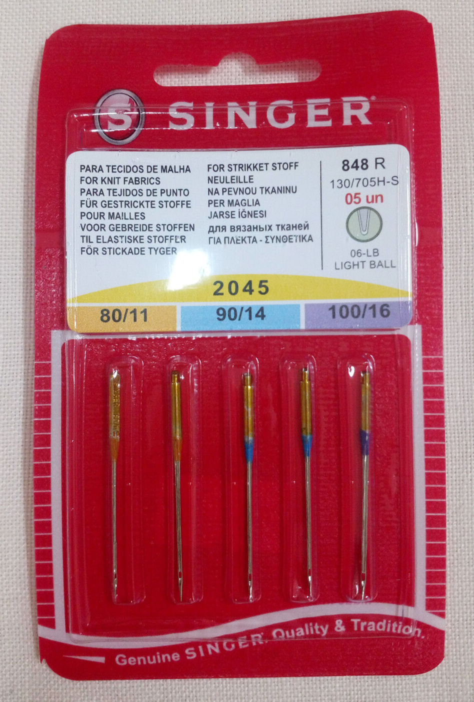 Blister 5 pz assortiti Aghi Singer per maglina macchina da cucire 130/705H-S