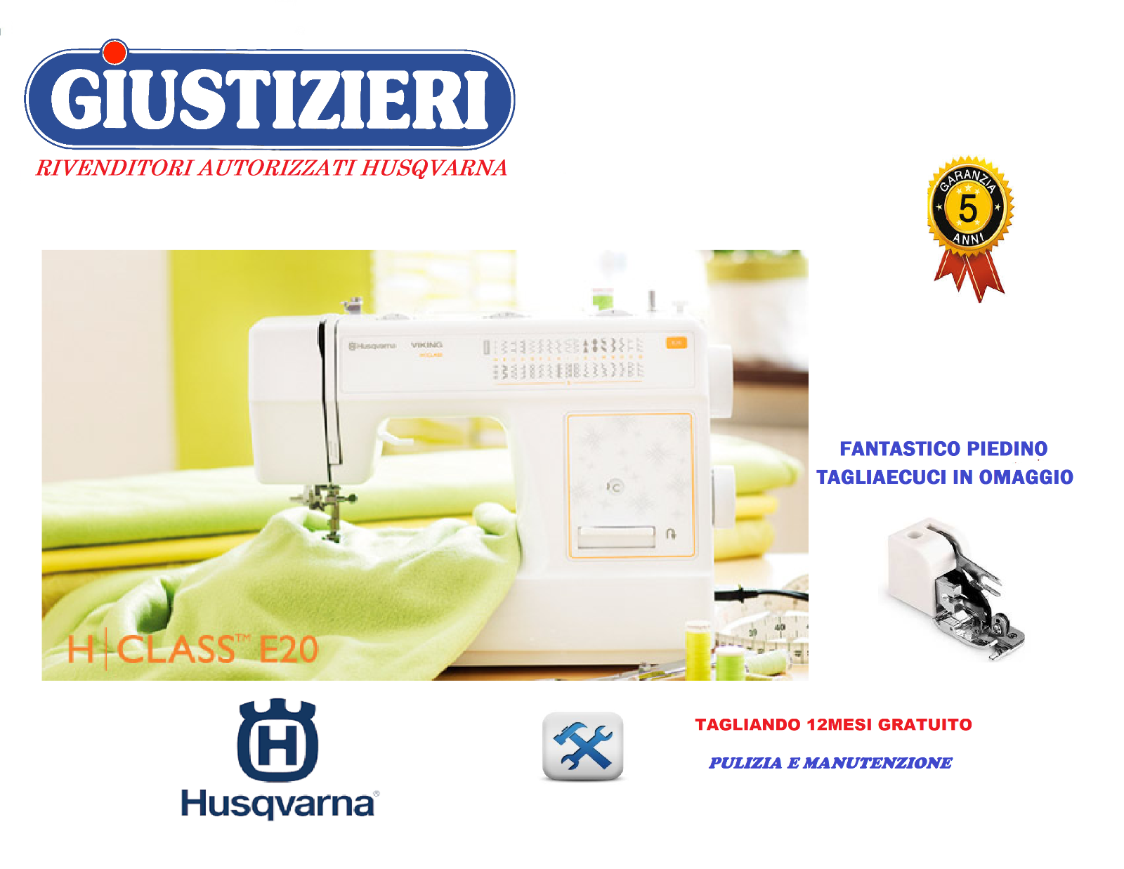MACCHINA PER CUCIRE HUSQVARNA HCLASS E20 GARANZIA 5 ANNI + OMAGGIO
