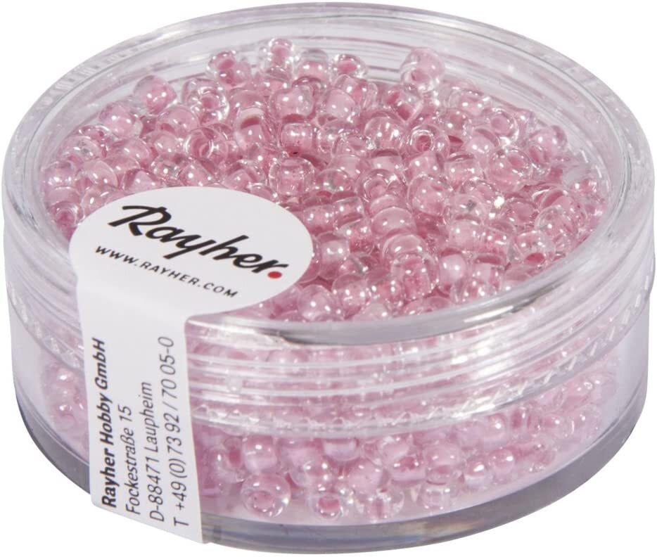 RAYHER - 17gr - ROCAILLE "ARKTIS" SMALTATE CON FORO Ø2,6MM - COLORE ROSA PALLIDO