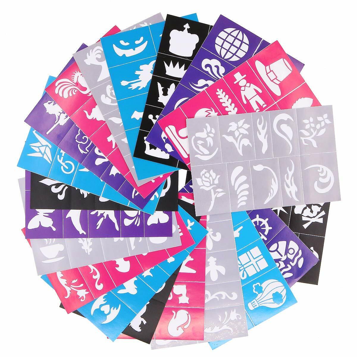 Riutilizzabile viso e corpo Paint stencil kit, TATTOO stencil, glitter (h3d)