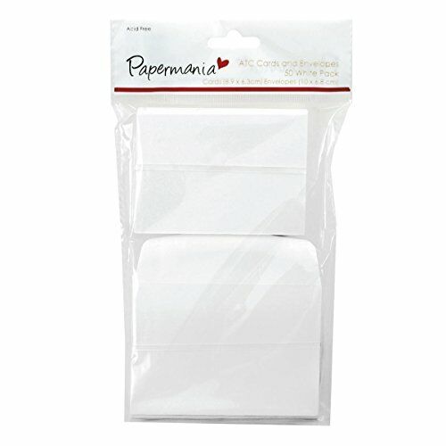 Papermania ATC - Cartoncini e Buste, Confezione da 50, Colore Bianco (h3G)