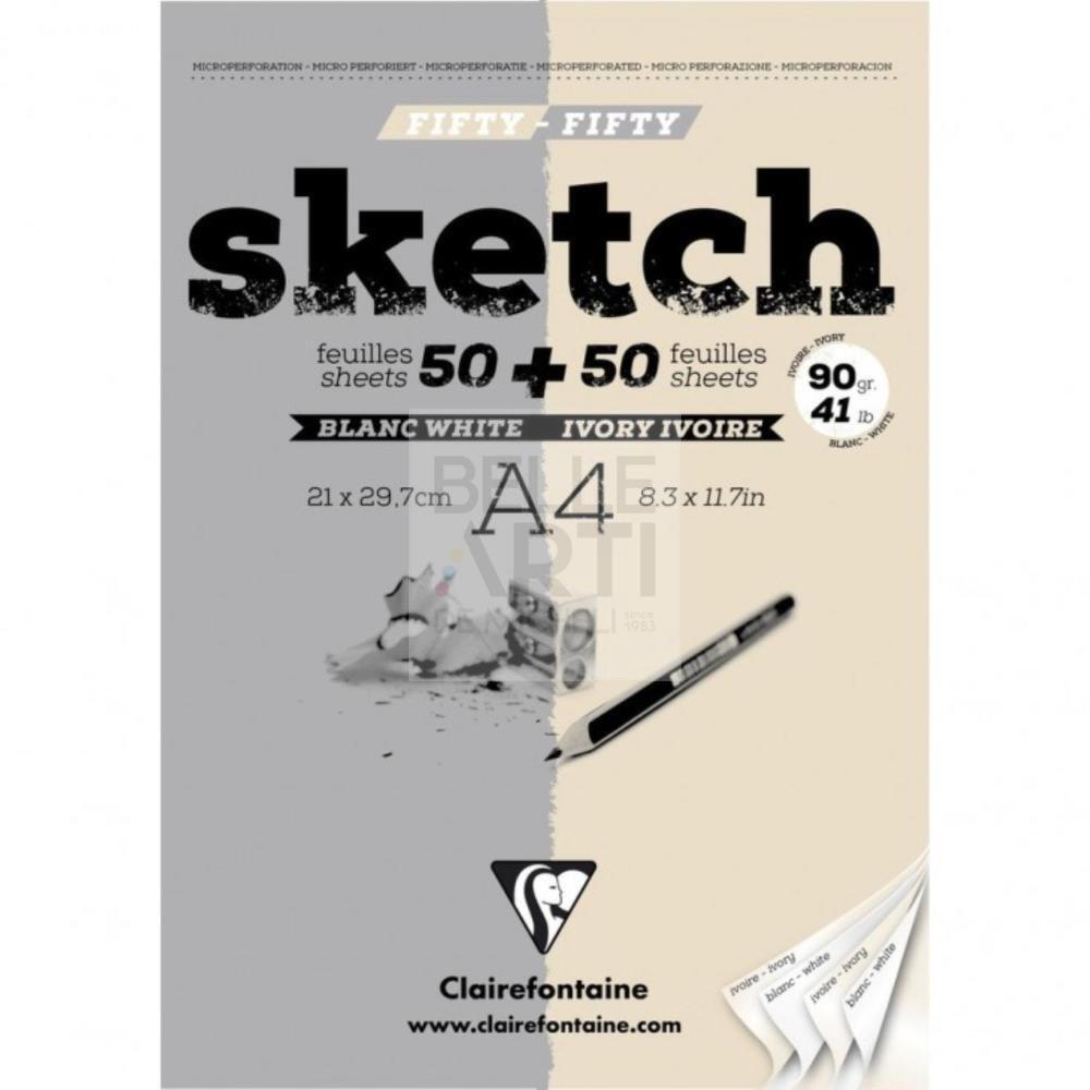 BLOCCO DA DISEGNO E DA SCHIZZO A SPIRALE 90 GR A4 BIANCO - AVORIO