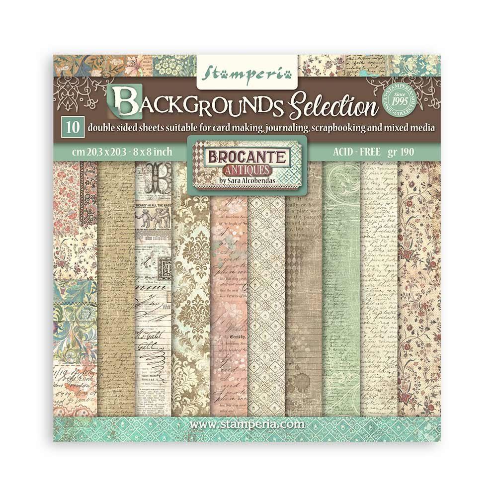 Blocco Di Carte Scrap Backgrounds Brocante Antiques Cm 20 X 20