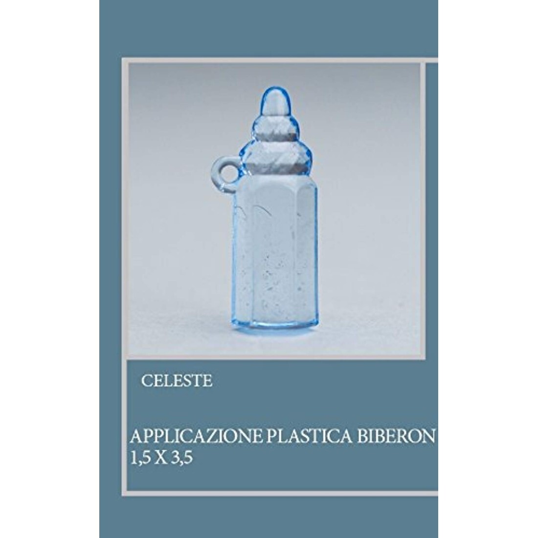 50 PZ DECORAZIONE BIBERON IN PLASTICA CELESTE 1,5x3,5 CM | BOMBONIERA APPLICAZIO