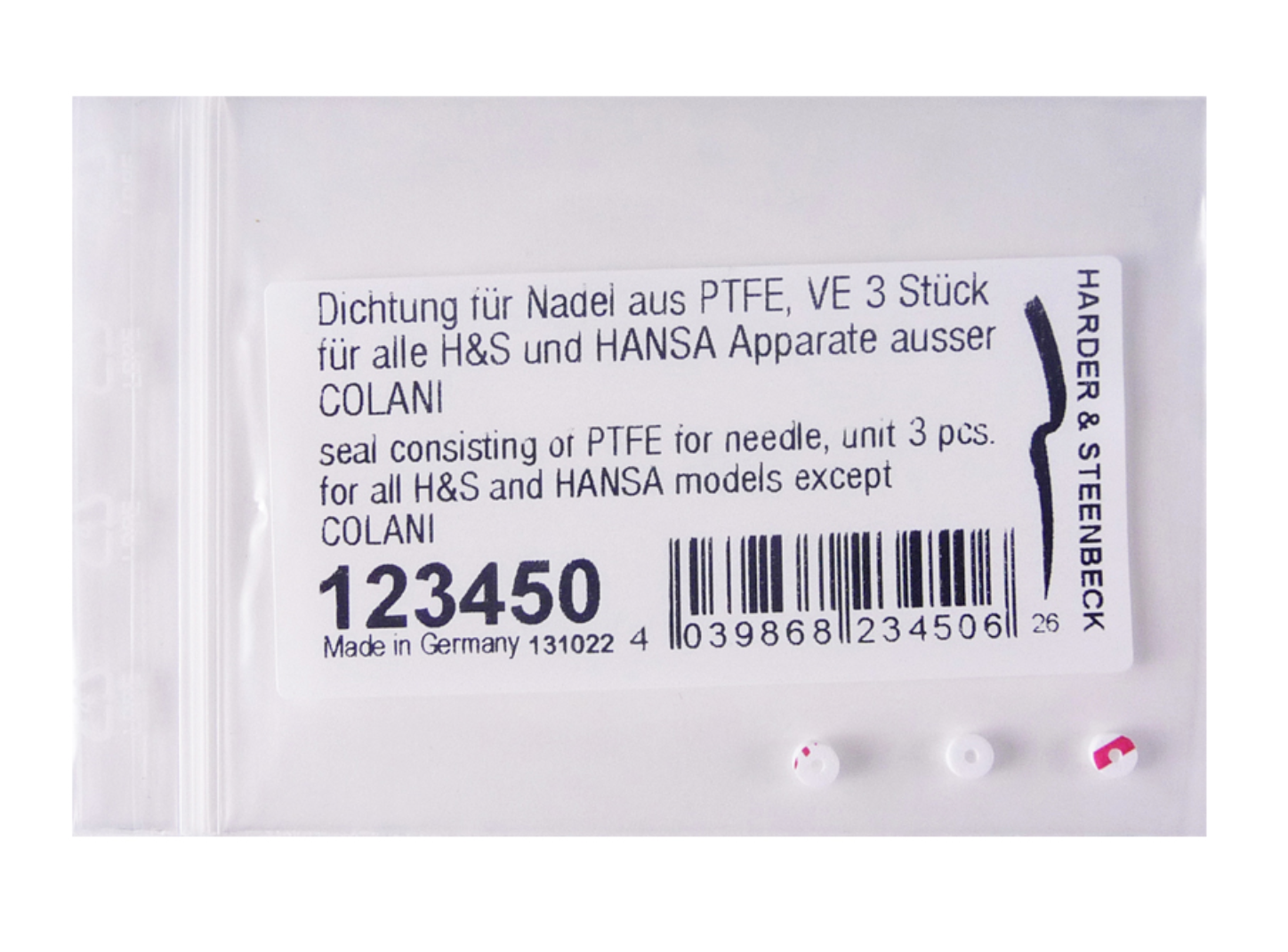 Harder & Steenbeck set  3 Guarnizione per ago in Teflon  Evolution Ultra 123450