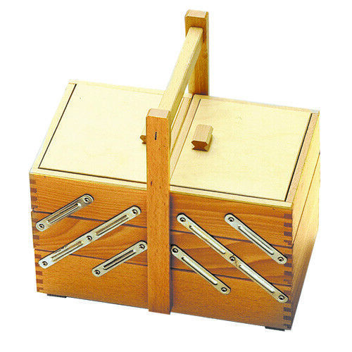 CESTINO PORTALAVORO 3 PIANI NOCE, NATURALE WOODEN SEWING BASKET 24 x 20 x 29 cm