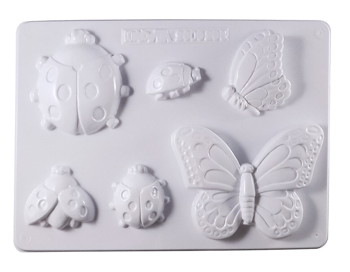 STAMPO CON 6 FORMINE COCCINELLE E FARFALLE MOLDS PRIMAVERA PORTAFORTUNA FLOWER
