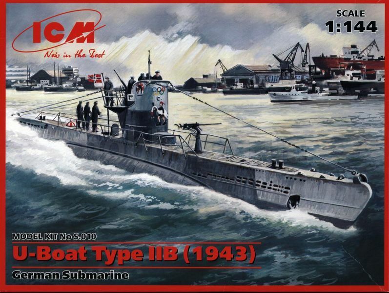 U-Boat Type IIB (1943), German Submarine 1:350 Plastic Model Kit ICM