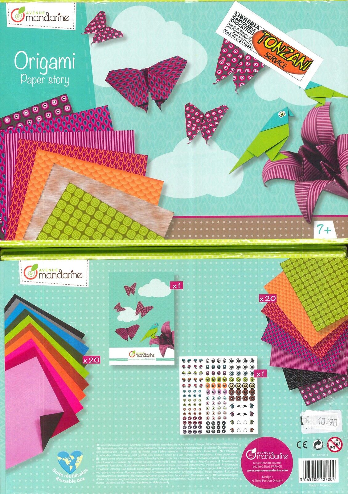 SCATOLA FOGLI PER ORIGAMI AVENUE MANDARINE ANNI 7+