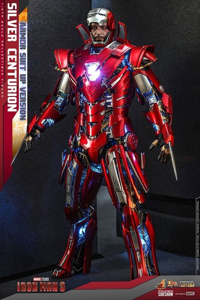 Iron Man 3 MMS618 Action Figure 1/6 Silver Centurion (Armor Suit Up Version)