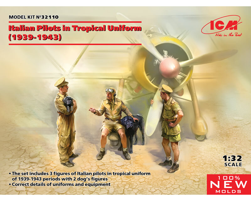 ICM 32110 Italian Pilots in Tropical Uniform (1939-1943) 1:32 modellismo