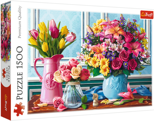 Puzzle 1500 elementy. Kwiaty w wazonach