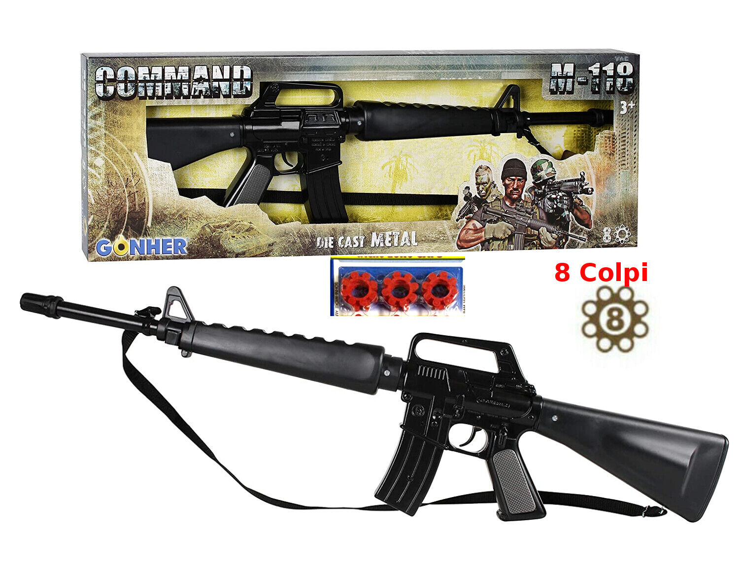 Fucile Assalto kalashnikov giocattolo Mitraglietta Command M-118 Fucile 8 colpi