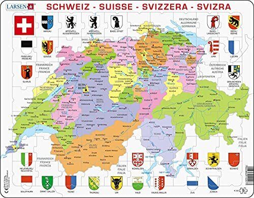 Larsen K43 Mappa Politica della Svizzera, Edizione Multilingue (n2s)