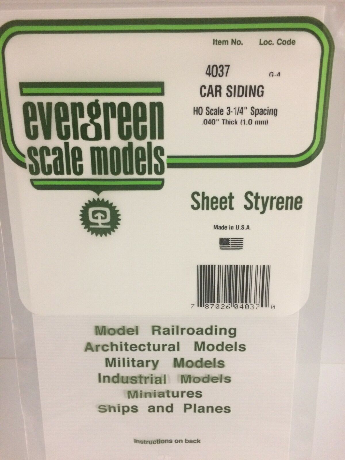 Evergreen EV4037 Foglio rigato stirene bianco 15x30cm 0,95mm modellismo