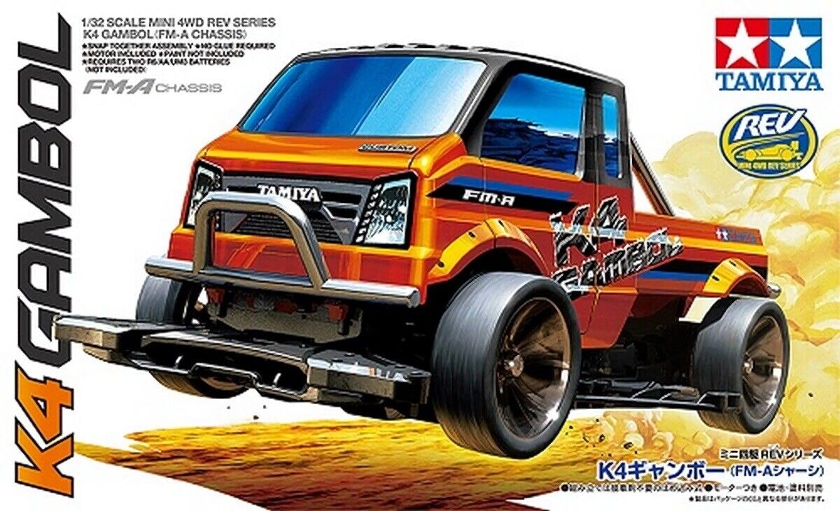 TAMIYA 1:32 MINI 4WD REV - AUTO K4 GAMBOL  (FM-A CHASSIS) ART 18718