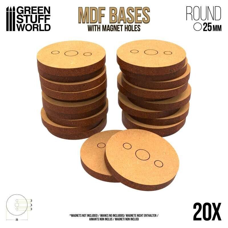 Basette in MDF ROTONDE 25mm (spessore 3mm) Basi Figurini Miniature Diorami AOS