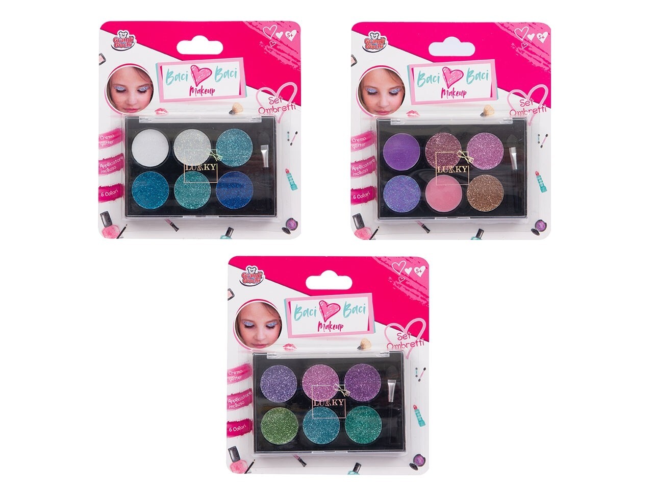 GRANDI GIOCHI BACI BACI MAKE UP SET OMBRETTI 6 COLORI ASSORTITI