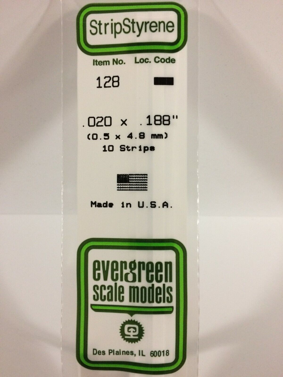 Evergreen EV0128 Listello polistirene 0,50 x 4,8mm (10pz) modellismo