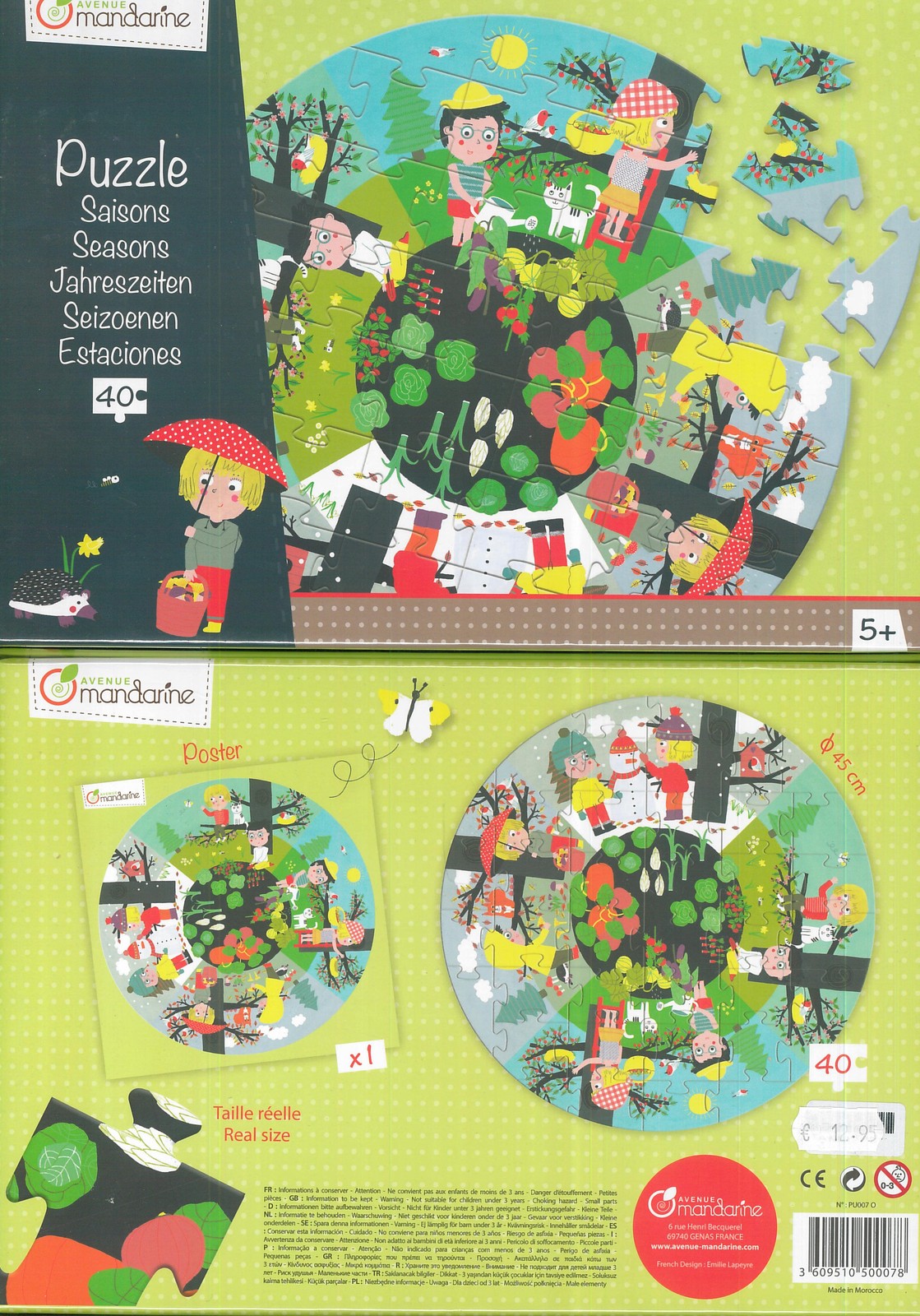 PUZZLE 40 PEZZI LE STAGIONI AVENUE MANDARINE (ANNI 5+)