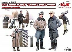 WWII German Luftwaffe Pilots and Ground Personnel in Winter Uniform 1:48 ICM4808
