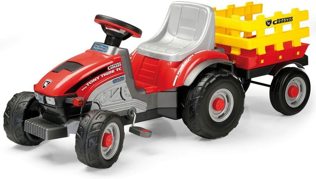 Peg Perego Trattore a Pedali Mini Tony Tigre con Rimorchio 2 anni+